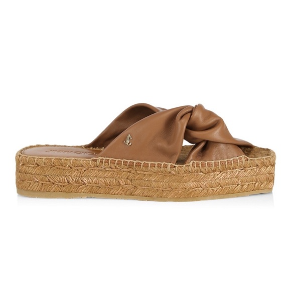Jimmy Choo Daja Brown Leather Platform Espadrilles - Picture 1 of 12